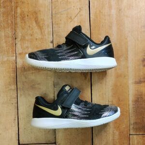 Nike Star Runner Sneakers 10 C Kids Black Gold Sneakers Velcro Neutral
